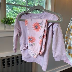Purple Frill Sweater & Matching Flower Leggings, Toddler
